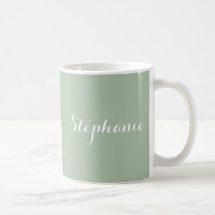 Caneca De Café Sage Green Name Modern Elegant Monograma Boho