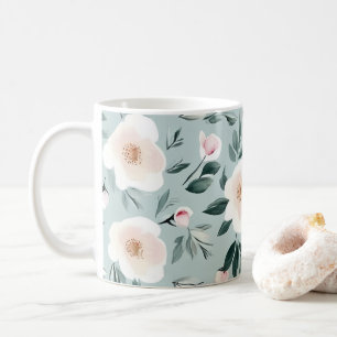 Caneca De Café Sage Green Peonies floral