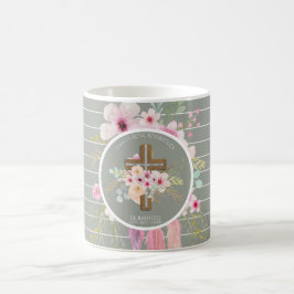 Caneca De Café Sage Rosa Floral Cross BAUTIZO Baptism Bautismo