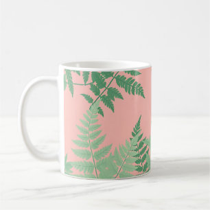 Caneca De Café Sage Verde Botânico Moderno Folha de Samambaia Ros