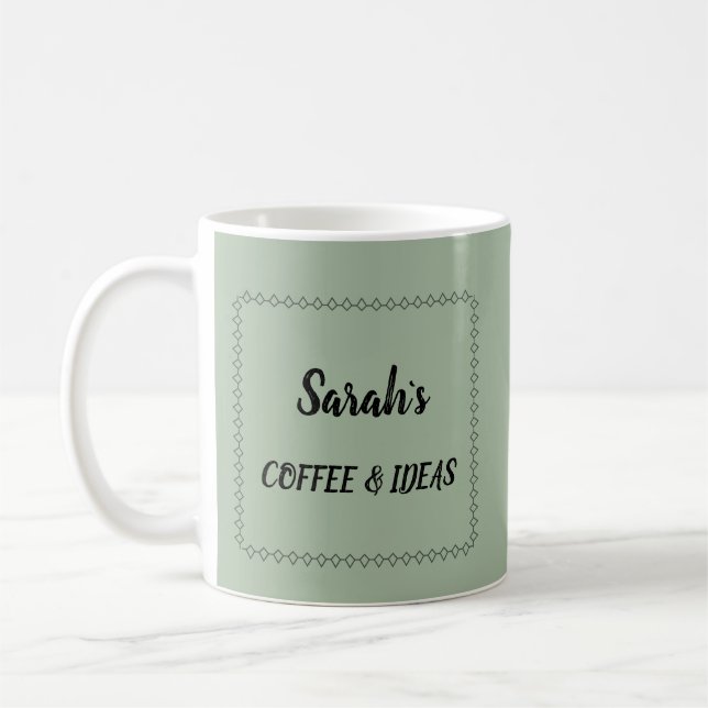 Caneca De Café Sage Verde Moderno Personalizado (Esquerda)