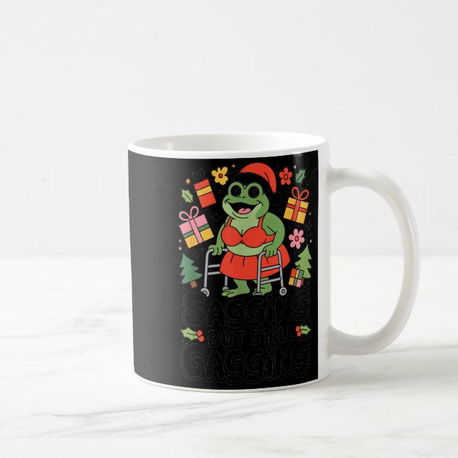 Caneca De Café Sagging But Still Gagging Funny Christmas Frog Hol (Direita)