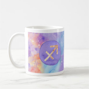 Caneca De Café Sagitário Aquarela Roxa Astrologia Zodíaco