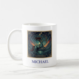 Caneca De Café Sagitário Blue Celestial Zodíaco