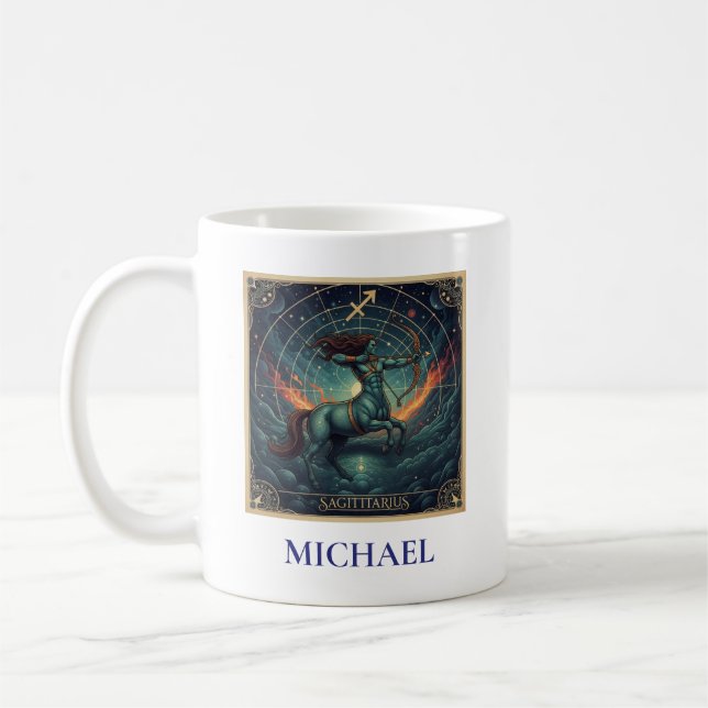 Caneca De Café Sagitário Blue Celestial Zodíaco (Esquerda)