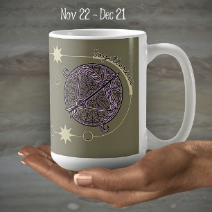 Caneca De Café Sagitário Símbolo Zodíaco Astrologia Mandala Roxo