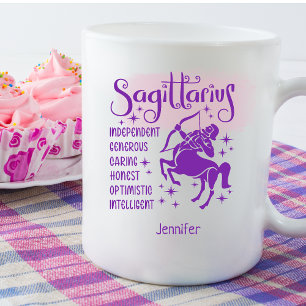 Caneca De Café Sagitário Traços Personalizados Zodiac Horoscópios