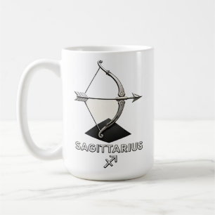 Caneca De Café Sagitário Zodíaco Arqueiro Clássico Preto Branco