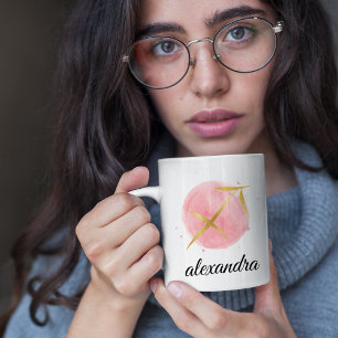 Caneca De Café Sagittarius - Aquarela Personalizável - Design bod