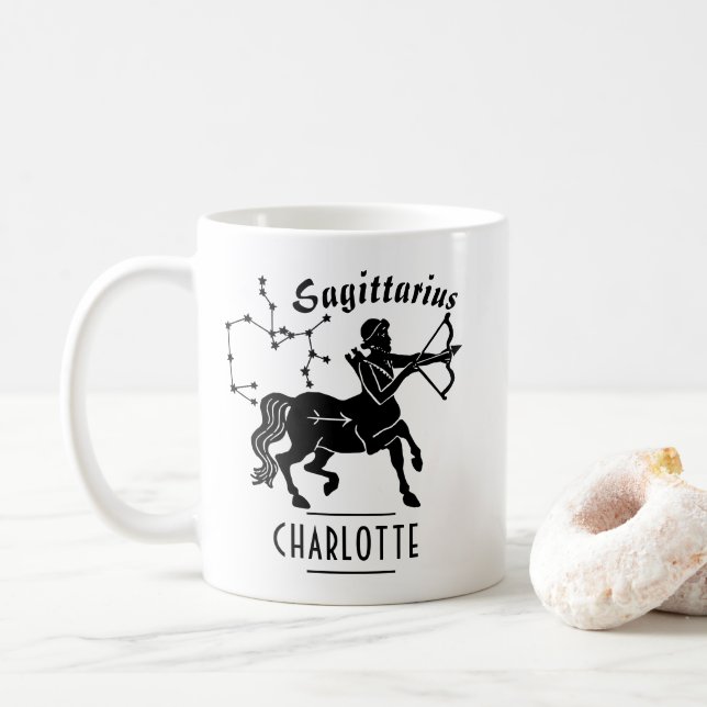 Caneca De Café Sagittarius Centaur, Nome da Constelação Aniversár (Com Donut)