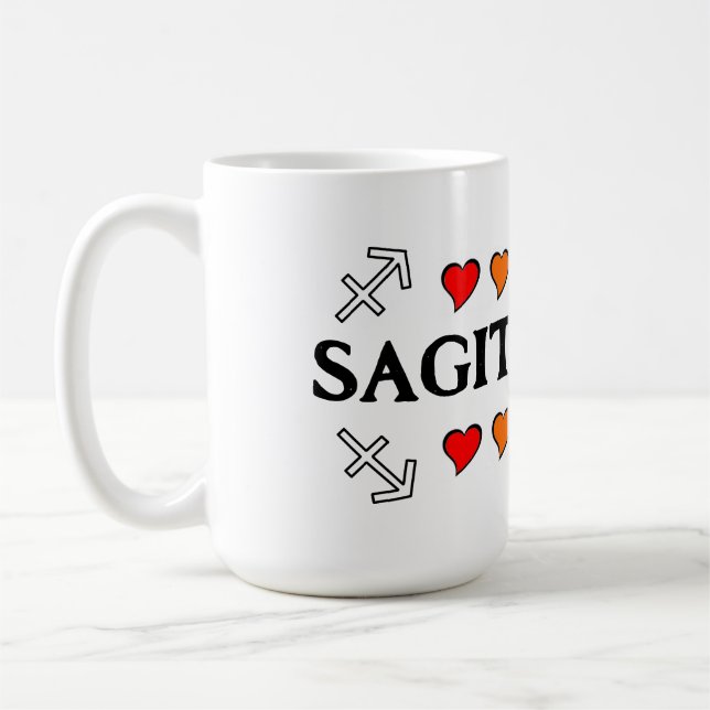 Caneca De Café Sagittarius Rainbow Hearts Mug (Esquerda)