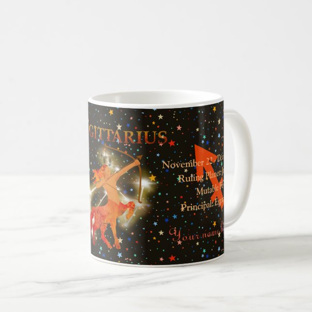 Caneca De Café Sagittarius zodiac moderno personalizado (Frente Esquerda)