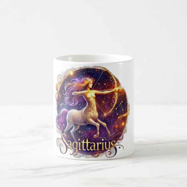 Caneca De Café Sagittarius Zodiac Mug - Desenho de Fiery e Aventu (Centro)