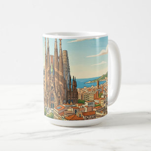 Caneca De Café Sagrada Familia Barcelona Espanha Viagem Arte Vint