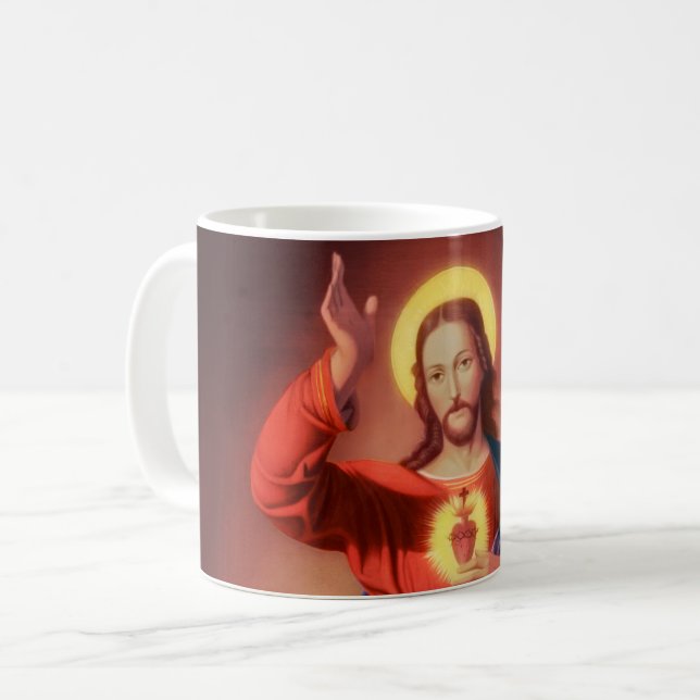 Caneca De Café Sagrado Coração de Jesus Cristo (Frente Esquerda)