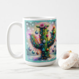 Caneca De Café Saguaro Cactus Whimsical Snowflakes de Natal