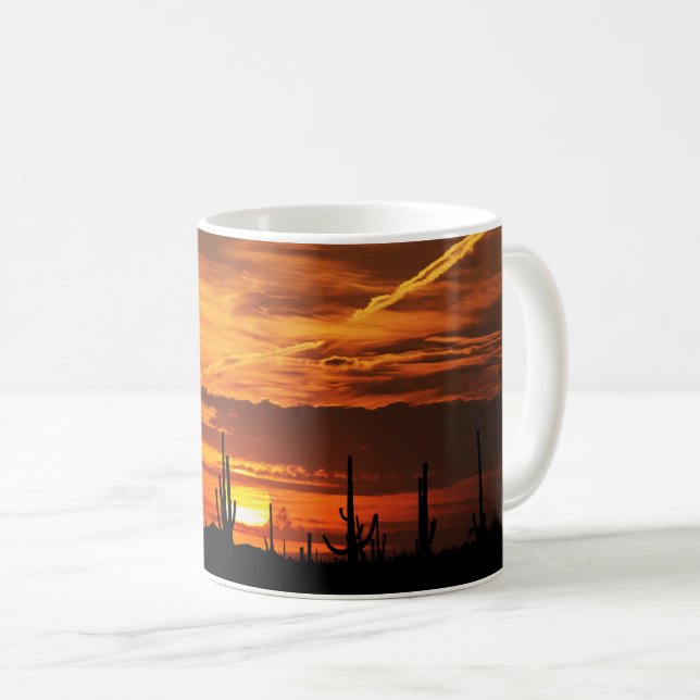 Caneca De Café Saguaros Cênicos ao pôr do sol (Frente Esquerda)