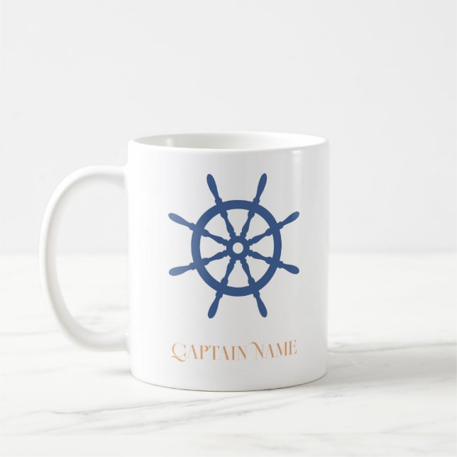 Caneca De Café Sail Away NMaritime Beach Personalised Ship Helm (Esquerda)