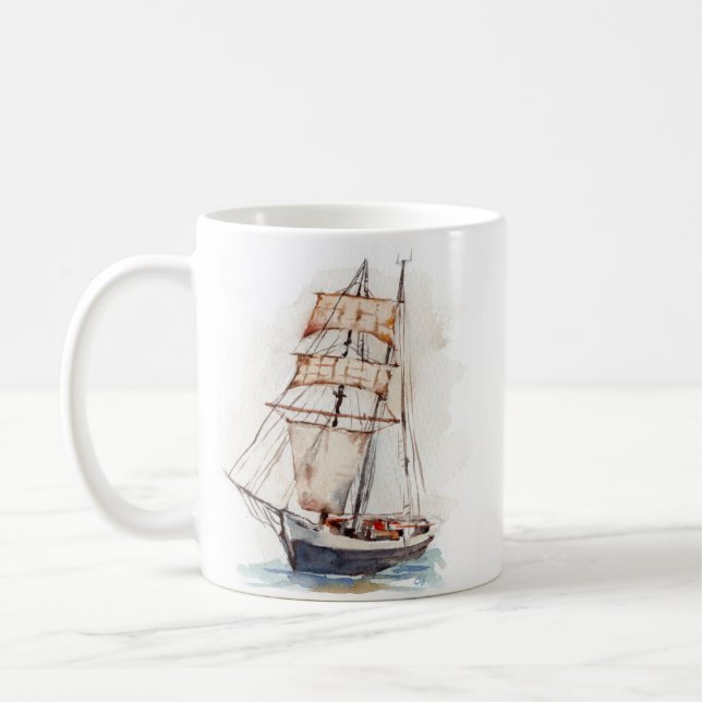 Caneca De Café Sailboat . Veleiro (Esquerda)