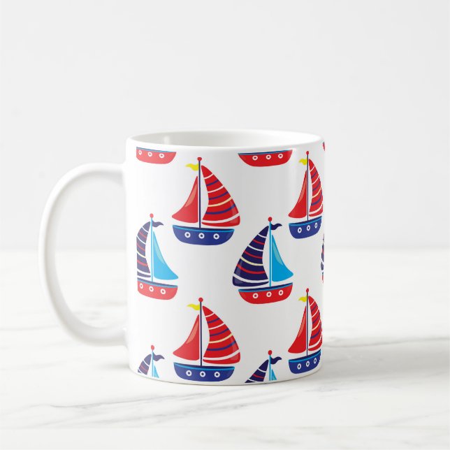 Caneca De Café Sailing Boats Coffee Cup Nautical Boat Sea Mug (Esquerda)