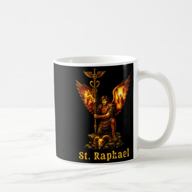 Caneca De Café Saint Archangel Raphael Christian Art Faith  (Direita)