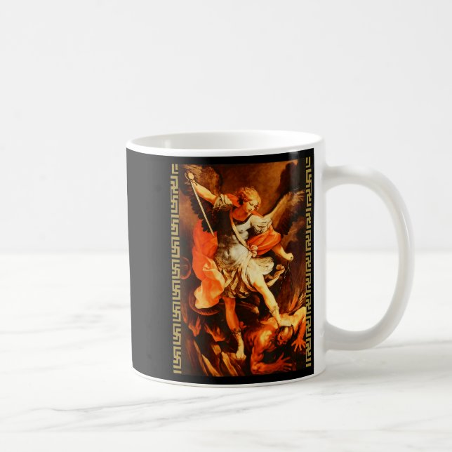 Caneca De Café Saint Michael Defeating Satan Archangel Warrior  (Direita)