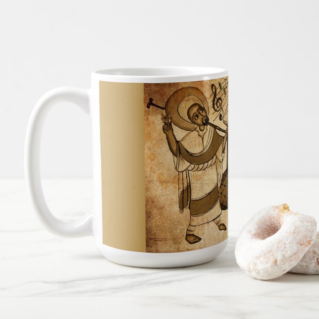 Caneca De Café Saint Yared & The Ethiopian Music Instrument (Com Donut)