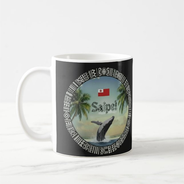 Caneca De Café Saipe Tonga Eua whale tropical pacific island (Esquerda)