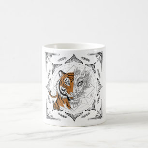 Caneca De Café Sak Yant Tiger a transformar-se em Dragon Mug
