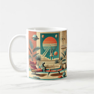 Caneca De Café Sala de estar familiar da era espacial futurista a