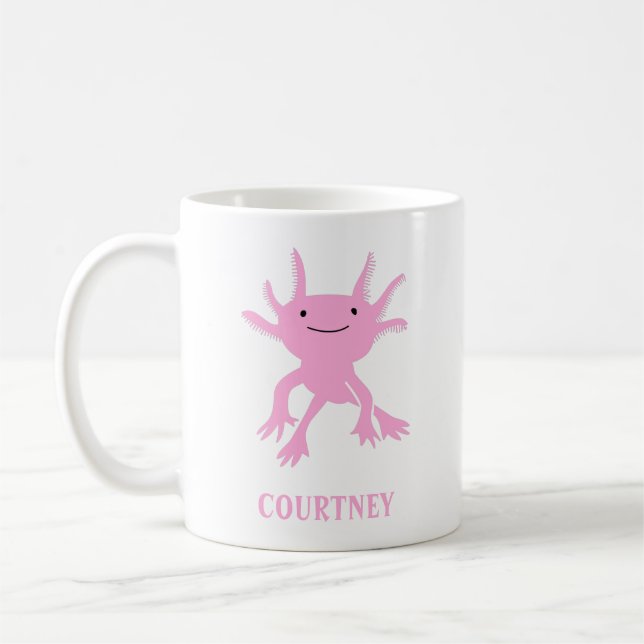 Caneca De Café Salamandra Cor-de-Rosa Axolotl Cugado Personalizad (Esquerda)