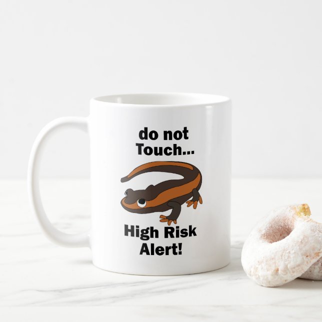 Caneca De Café Salamandra de Fogo Não Tocar Alerta de Alto Risco  (Com Donut)