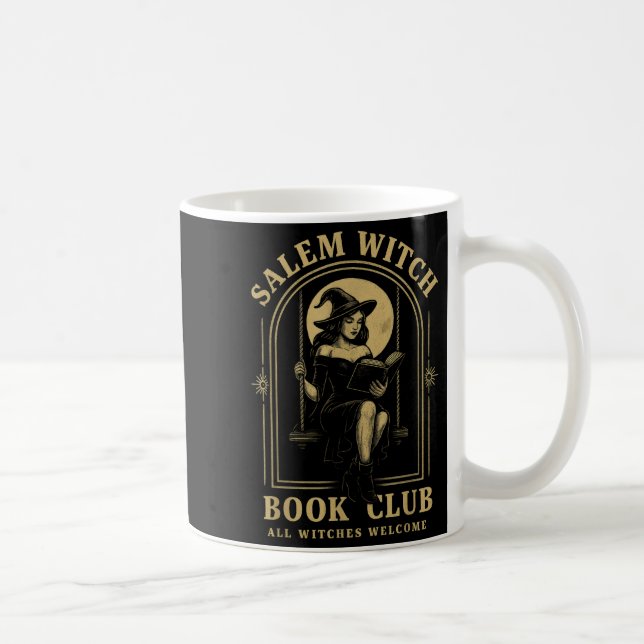 Caneca De Café Salem Witch Book Club Bookish Halloween Full Moon  (Direita)
