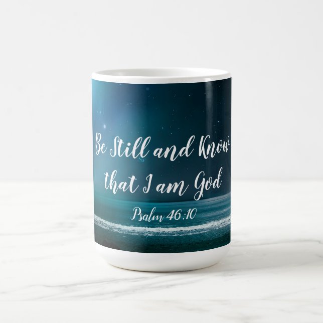 Caneca De Café Salm 46:10 Fique quieto e saiba que eu sou Deus (Centro)