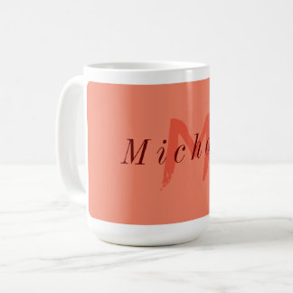 Caneca De Café Salmão Minimalista e Vermelho Escuro Iniciais
