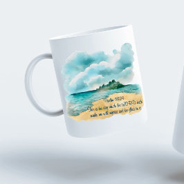 Caneca De Café Salmo 118 Dia para se Alegrar Cena da Praia Nublad