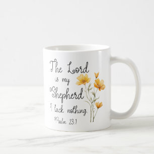 Caneca De Café Salmo 23:1 O Senhor é meu Pastor Flor Amarelo