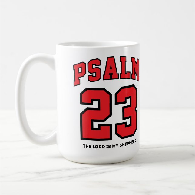 Caneca De Café Salmo 23 Esportes Vermelhos Cristão Negro Vermelho (Esquerda)