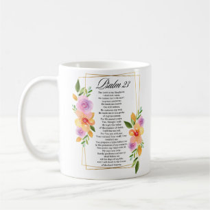Caneca De Café Salmo 23 Quadro Floral Geométrico