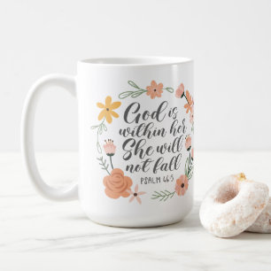 Caneca De Café Salmo 46:5 Deus está dentro dela. Ela não vai cair