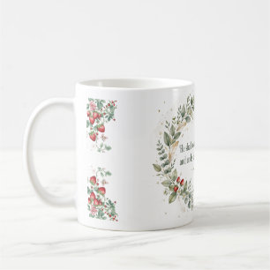 Caneca De Café Salmo 91 4 KJV Sob as Suas Asas Morango Fé