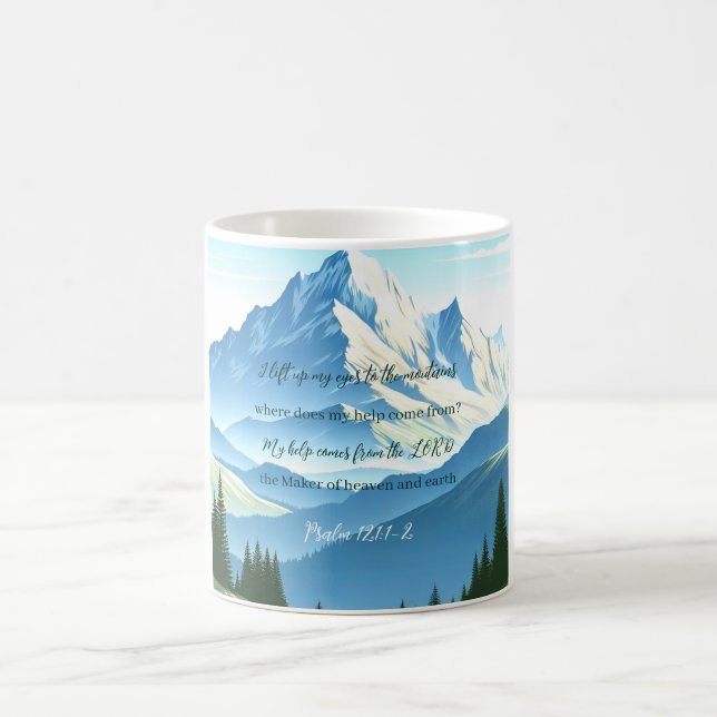 Caneca De Café Salmo Verso da bíblia 121:1-2 (Centro)
