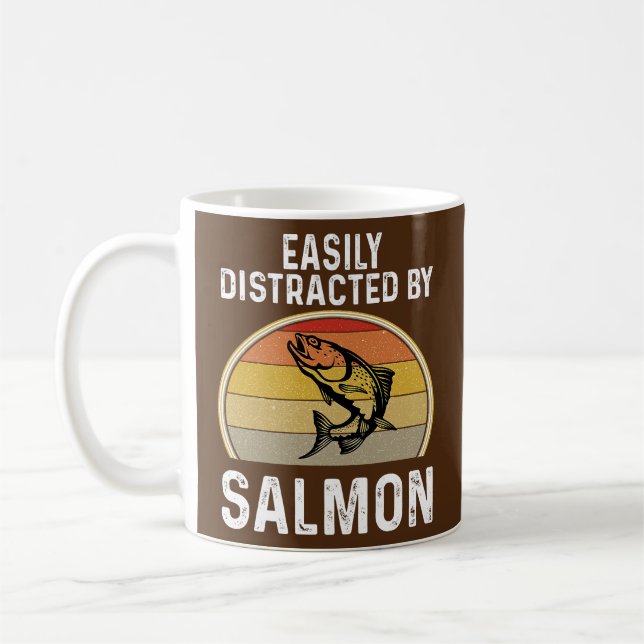 Caneca De Café Salmon Fisherman Easily Distracted by Fishing (Esquerda)