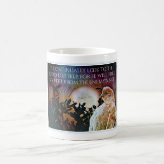 Caneca De Café Salmos 25:15 Verso De Bíblia Com Quail Feminino