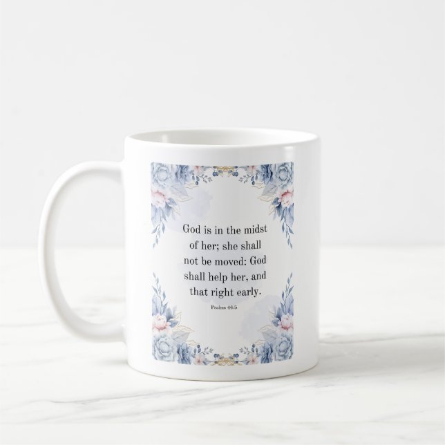 Caneca De Café Salmos 46:5 Versículo Bíblico Deus Está Dentro Del (Esquerda)