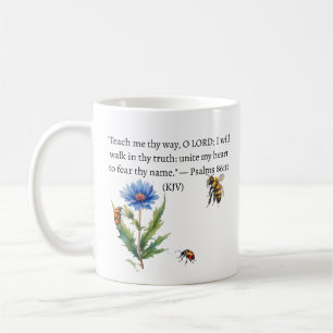 Caneca De Café Salmos 86 11 KJV Blue Cornflower & Bee Fé