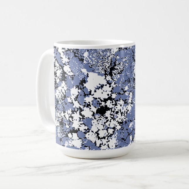 Caneca De Café Salpico Azul Abstrato (Frente Esquerda)