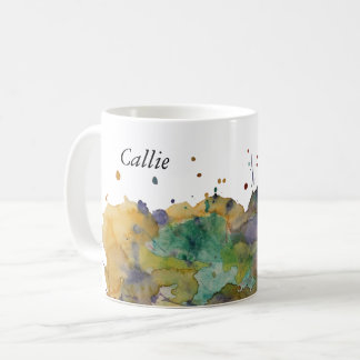 Caneca De Café Salpicos Coloridos de Aquarela, Personalizado 1