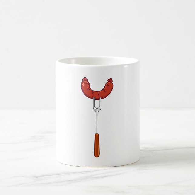 Caneca De Café Salsicha Grelhada em Garfo de Churrasco (Criador carregado)