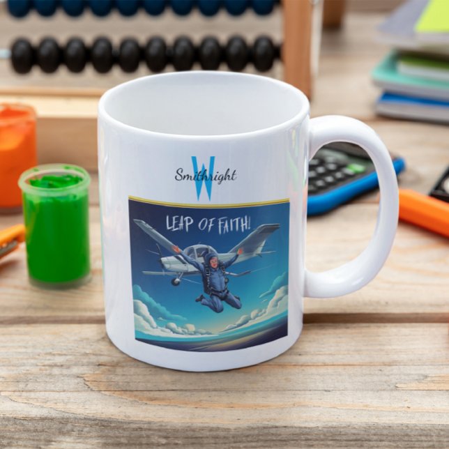 Caneca De Café Salto de Fé no Skydiving (Criador carregado)